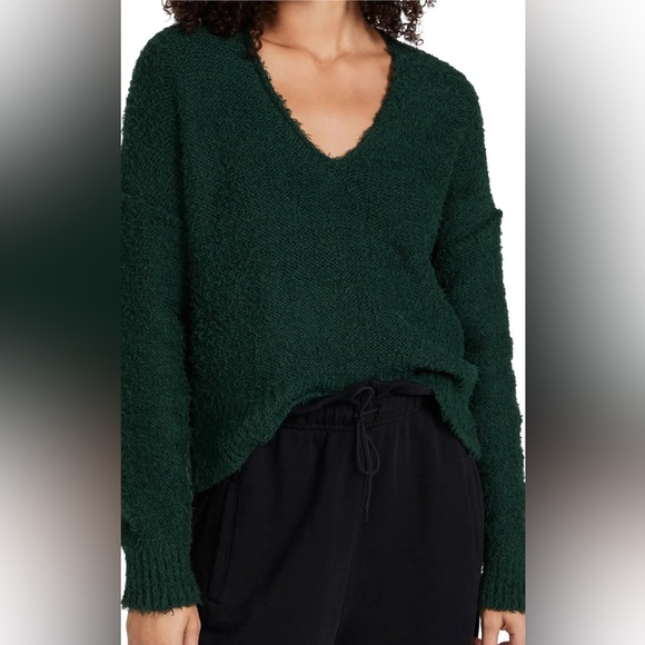 Free People Theo V-Neck Sweater Deepest Spruce Medium - Picture 2 of 7